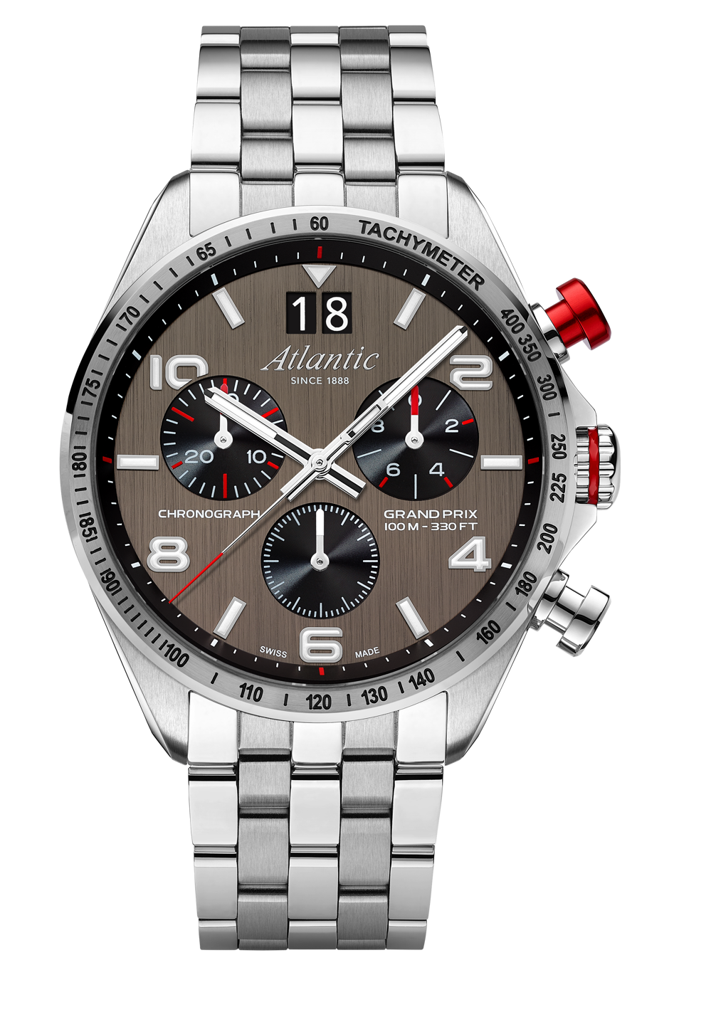 Atlantic Grand Prix Chronograph Anthrazit mit Edelstahlband
