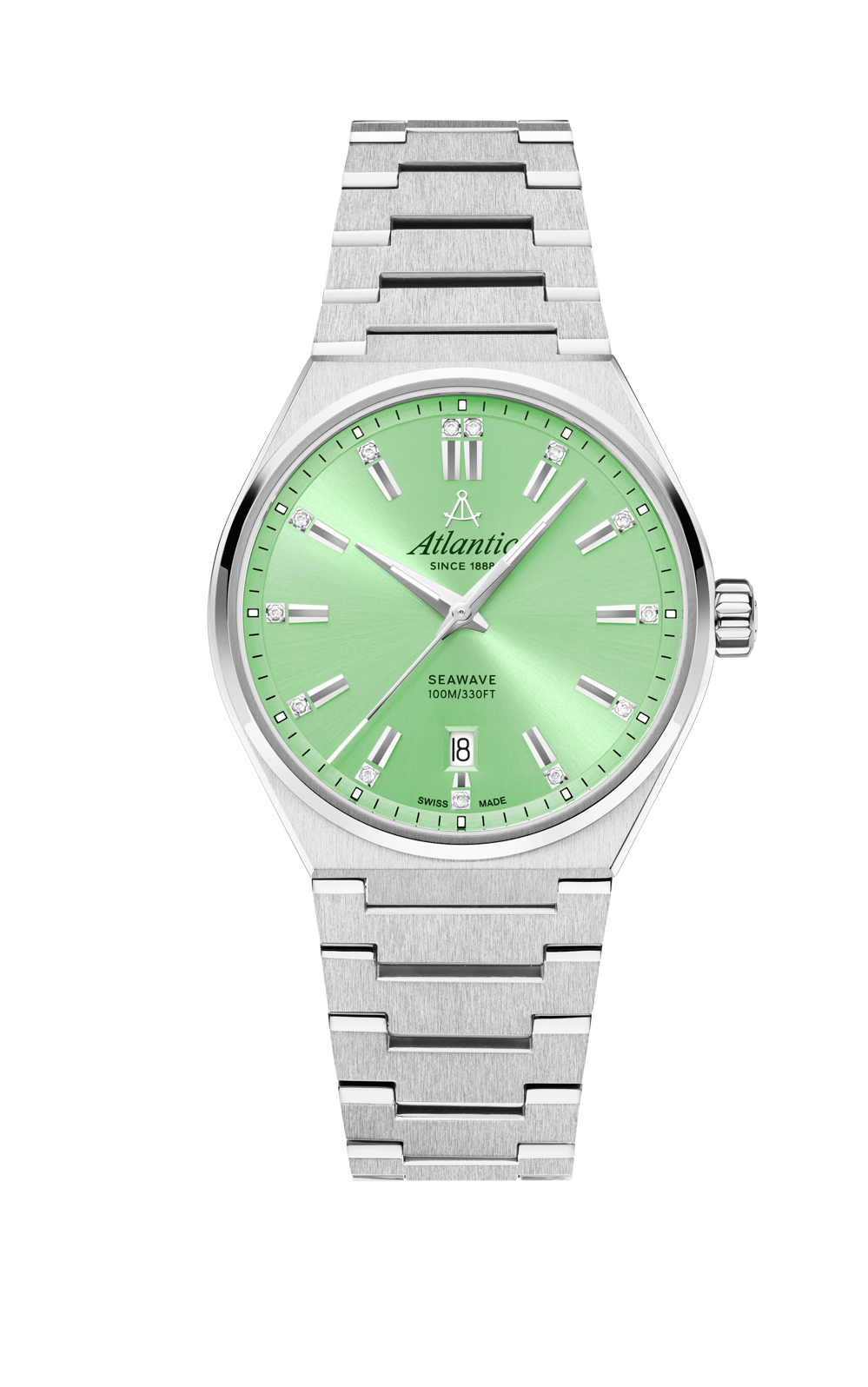 Atlantic Seawave 35mm Pistachio with stainless steel bracelet