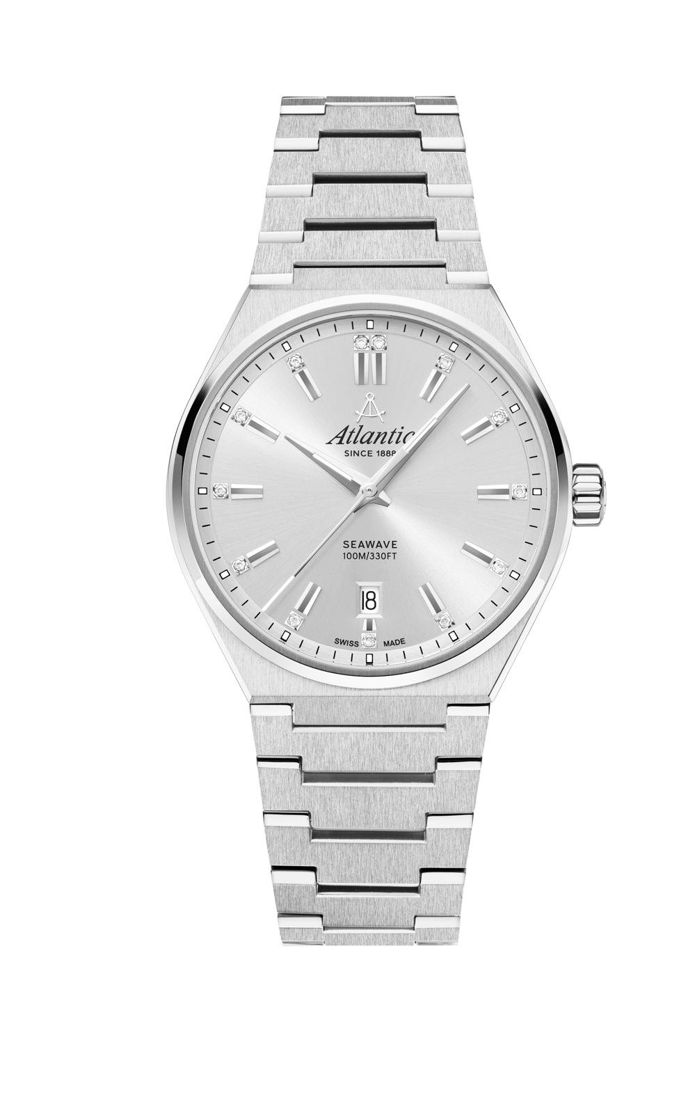 Atlantic Seawave 35mm Silber mit Edelstahlband