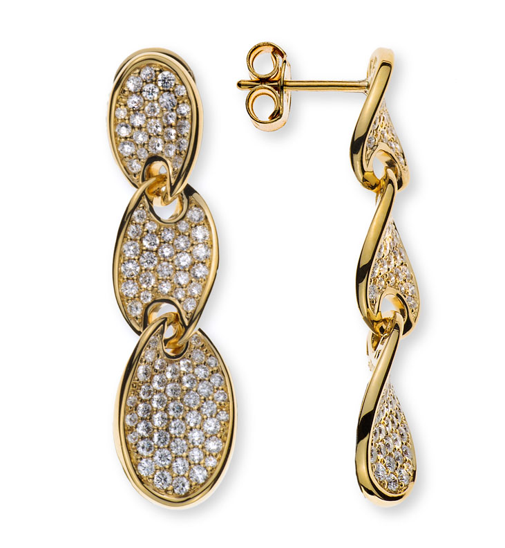 AURONOS Prestige Ohrstecker 18K Gelbgold mit 188 Diamanten 1.15ct