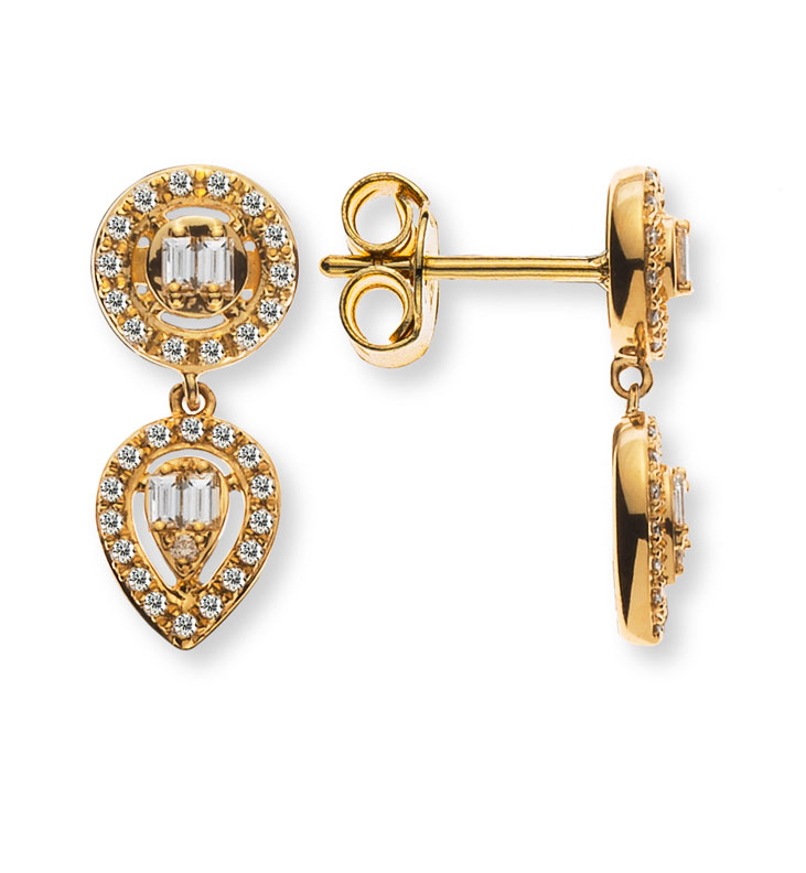 AURONOS Prestige Ohrstecker 18K Gelbgold mit 62 Diamanten 0.31ct