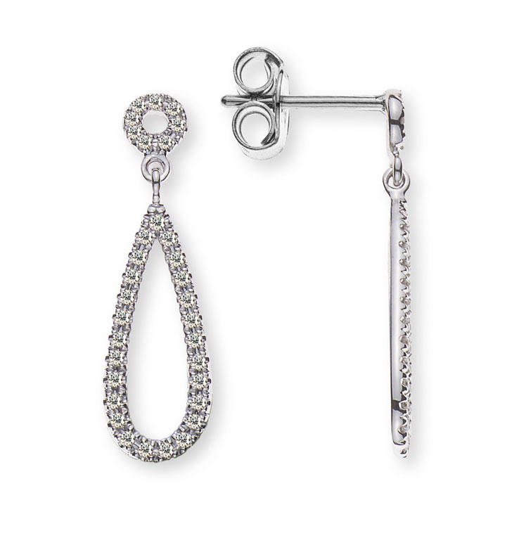 Boucles d'oreilles AURONOS Prestige en or blanc 18 carats avec 64 diamants 0,17 ct