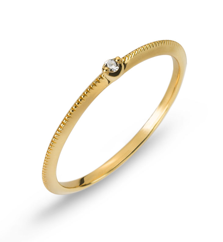 AURONOS Prestige Ring 18K Gelbgold mit einem Diamanten 0.02ct