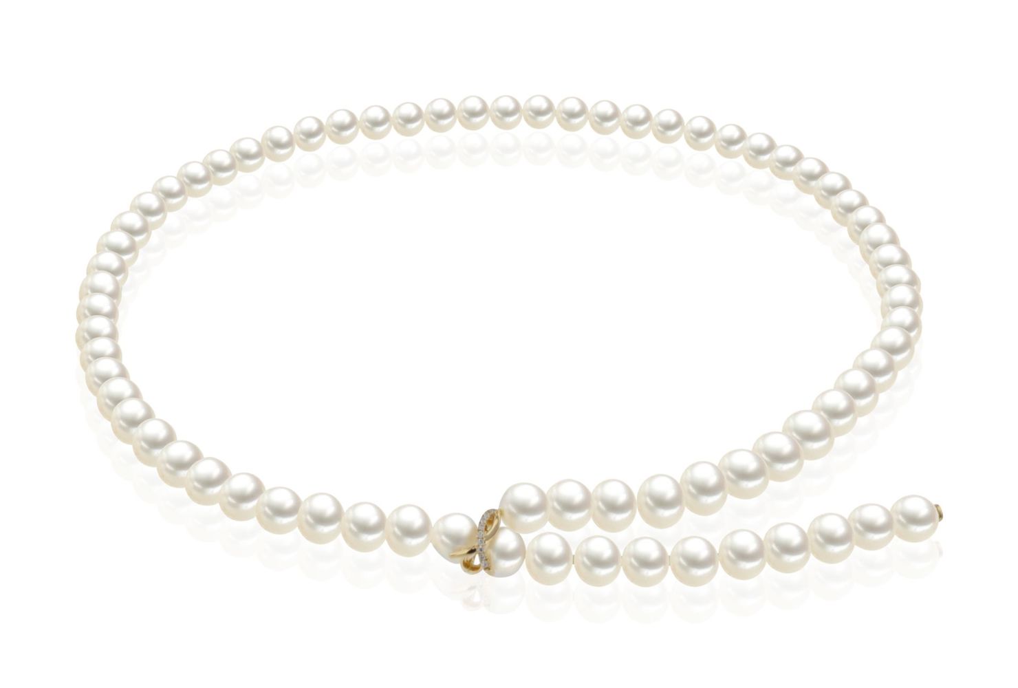 AURONOS Perlen Collier 18K Gelbgold mit Süsswasserperlen 7-7.5mm 50cm Lang