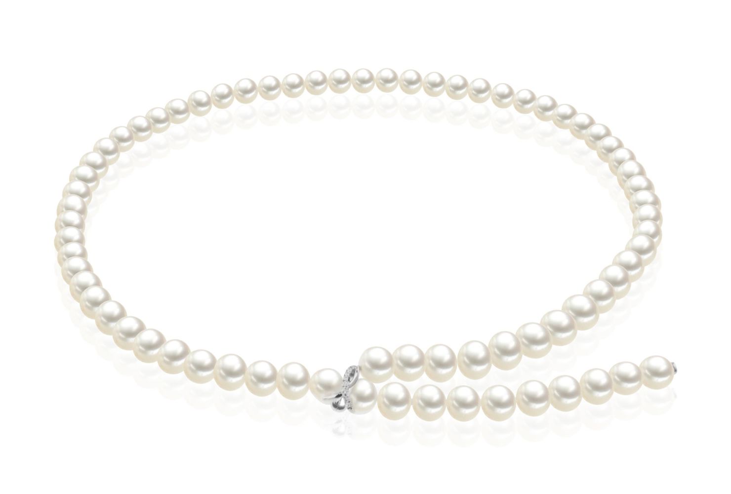 AURONOS Perlen Collier 18K Weissgold mit Süsswasserperlen 7-7.5mm 50cm Lang