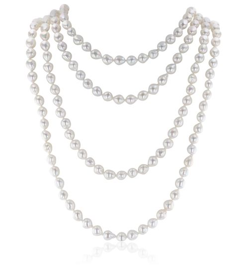 Collier AURONOS en perles d'eau douce 7-7,5 mm, longueur 200 cm