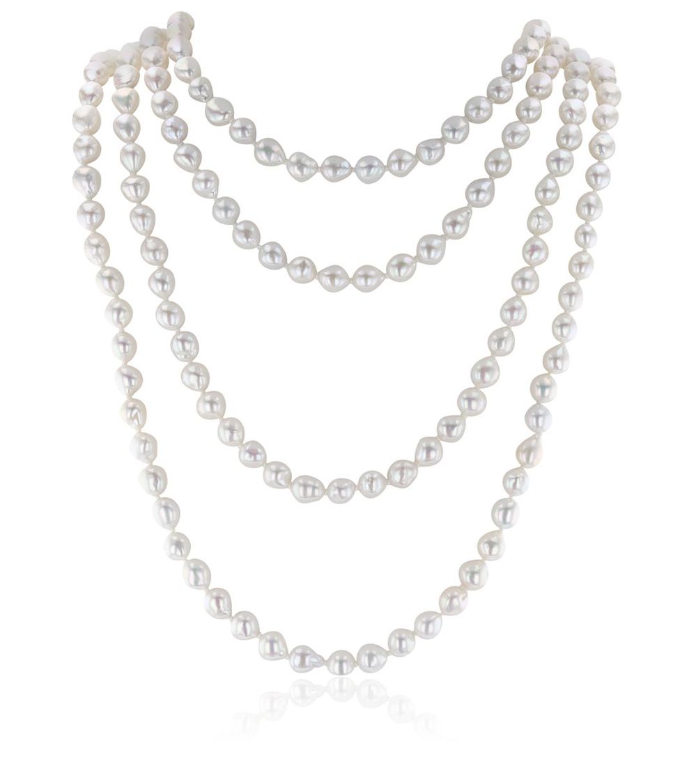 AURONOS Perlen Collier aus Süsswasserperlen 7-7.5mm 200cm Lang