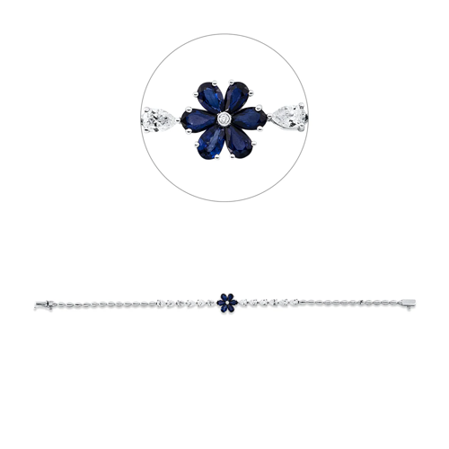 AURONOS Exclusive bracelet in 18K white gold with sapphire 1.31ct and diamonds 1.94ct 19cm