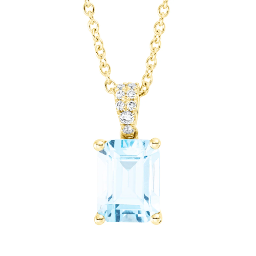 Collier AURONOS Exclusive en or jaune 18 carats avec topaze bleu ciel 2,2 carats et diamants 0,04 carat, 45 cm