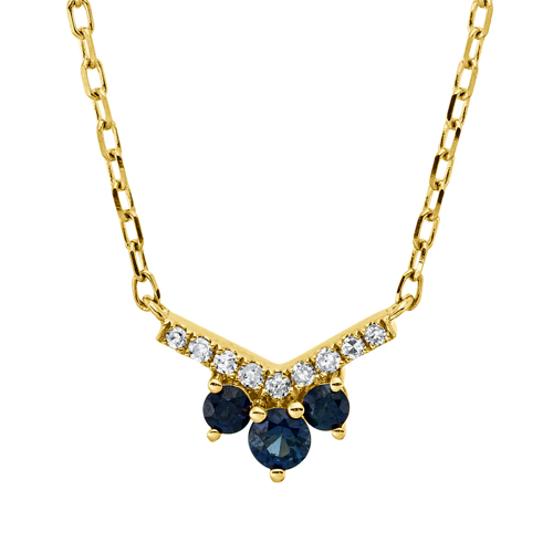 AURONOS Exclusive Collier 18K Gelbgold mit Saphir 0.18ct und Diamanten 0.04ct 45cm