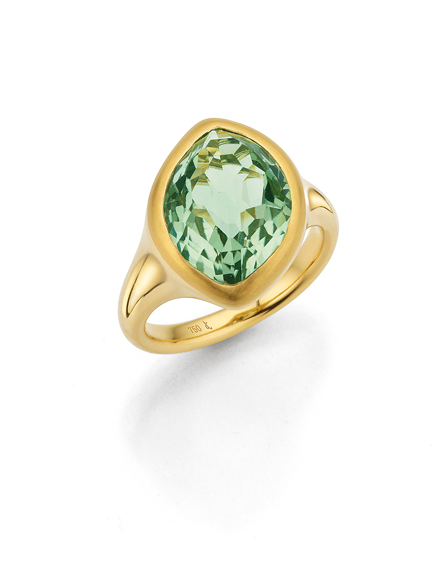 Gelbgold Ring mit Prasiolit