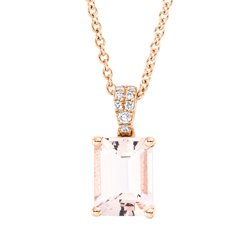 AURONOS Exclusive Collier 18K Roségold mit Morganit Rosa 1.33ct und Diamanten 0.04ct 45cm