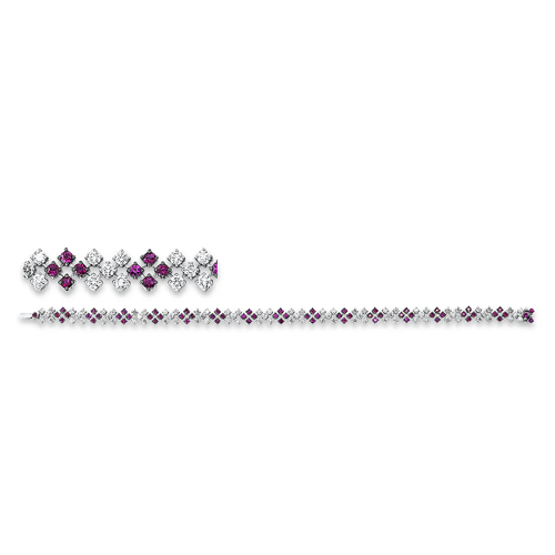 AURONOS Exclusive bracelet in 18K white gold with ruby red 1.77ct and diamonds 2.04ct 18cm