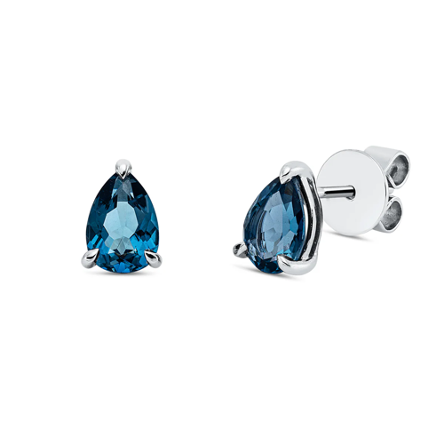 Boucles d'oreilles AURONOS Exclusive en or blanc 18 carats avec topaze London Blue 1,58 ct