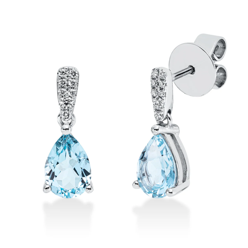 AURONOS Exclusive Stud Earrings 18K White Gold with Topaz Sky Blue 1.65ct