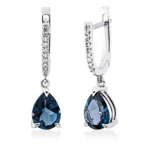 AURONOS Exclusive Earrings 18K white gold with London blue topaz 2.4ct and diamonds 0.06ct