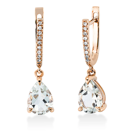AURONOS Exclusive Ohrhänger 18K Roségold mit Amethyst Grün 1.82ct und Diamanten 0.06ct