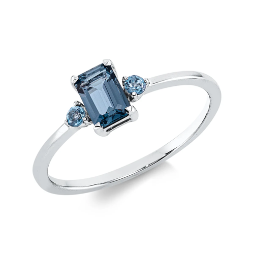 Bague exclusive AURONOS en or blanc 18 carats avec topaze London Blue 0,71 ct