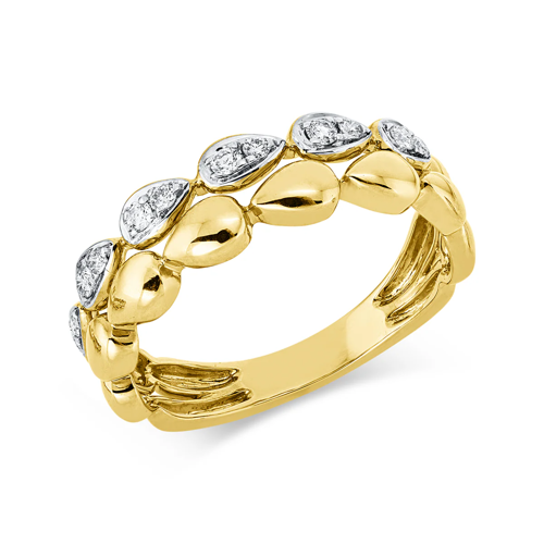 Bague exclusive AURONOS en or blanc et jaune 14 carats avec diamants 0,16 ct