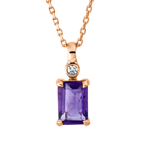 Collier AURONOS Exclusive en or rose 18 carats avec améthyste violette 0,81 ct, 45 cm