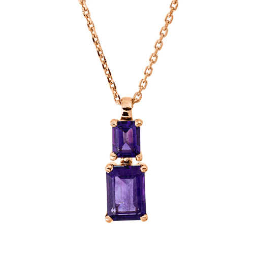 AURONOS Exclusive Collier 18K Roségold mit Amethyst Lila 0.5ct und Diamanten 0.01ct 45cm