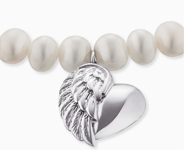Engelsrufer Armband Herz und Flügel 925 Silber mit Süsswasserperlen 17cm