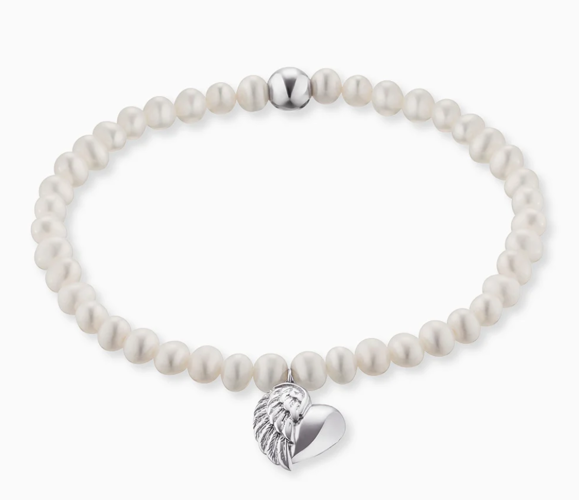 Engelsrufer Armband Herz und Flügel 925 Silber mit Süsswasserperlen 17cm