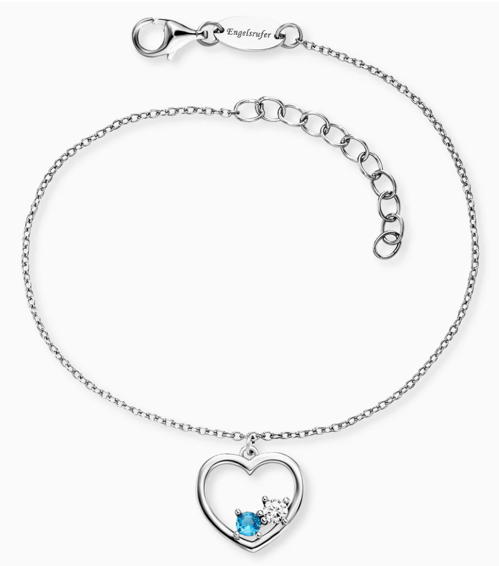 Angel caller bracelet heart 925 silver with blue zirconia 20cm