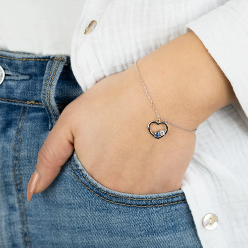 Angel caller bracelet heart 925 silver with blue zirconia 20cm