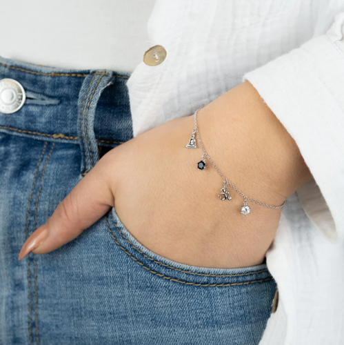 Bracelet Engelsrufer Ying & Yang en argent 925 avec zircone noire 20 cm