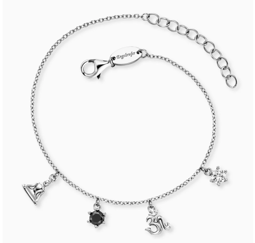 Bracelet Engelsrufer Ying & Yang en argent 925 avec zircone noire 20 cm