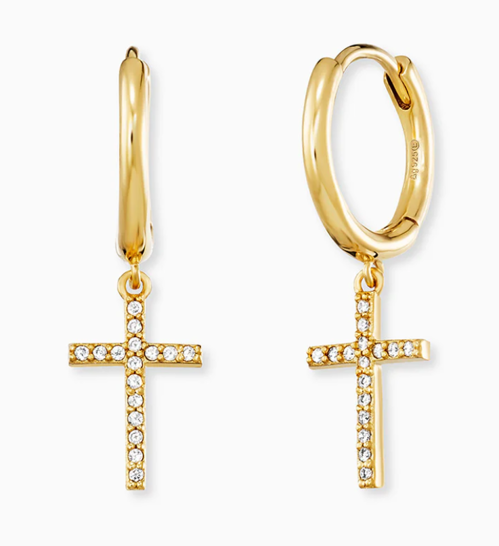 Engelsrufer Creolen Kreuz 925 Silber Vergoldet mit Zirkonia