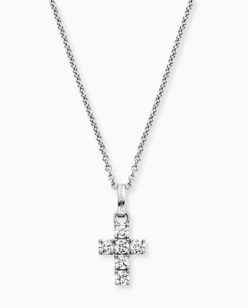 Collier Engelsrufer croix en argent 925 avec zircone 45 cm