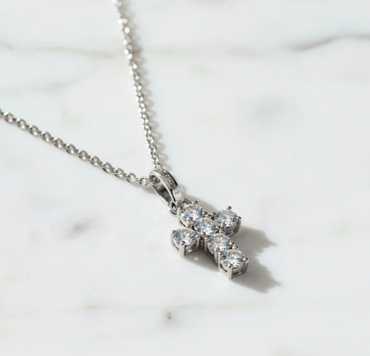 Collier Engelsrufer croix en argent 925 avec zircone 45 cm