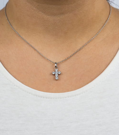 Collier Engelsrufer croix en argent 925 avec zircone 45 cm