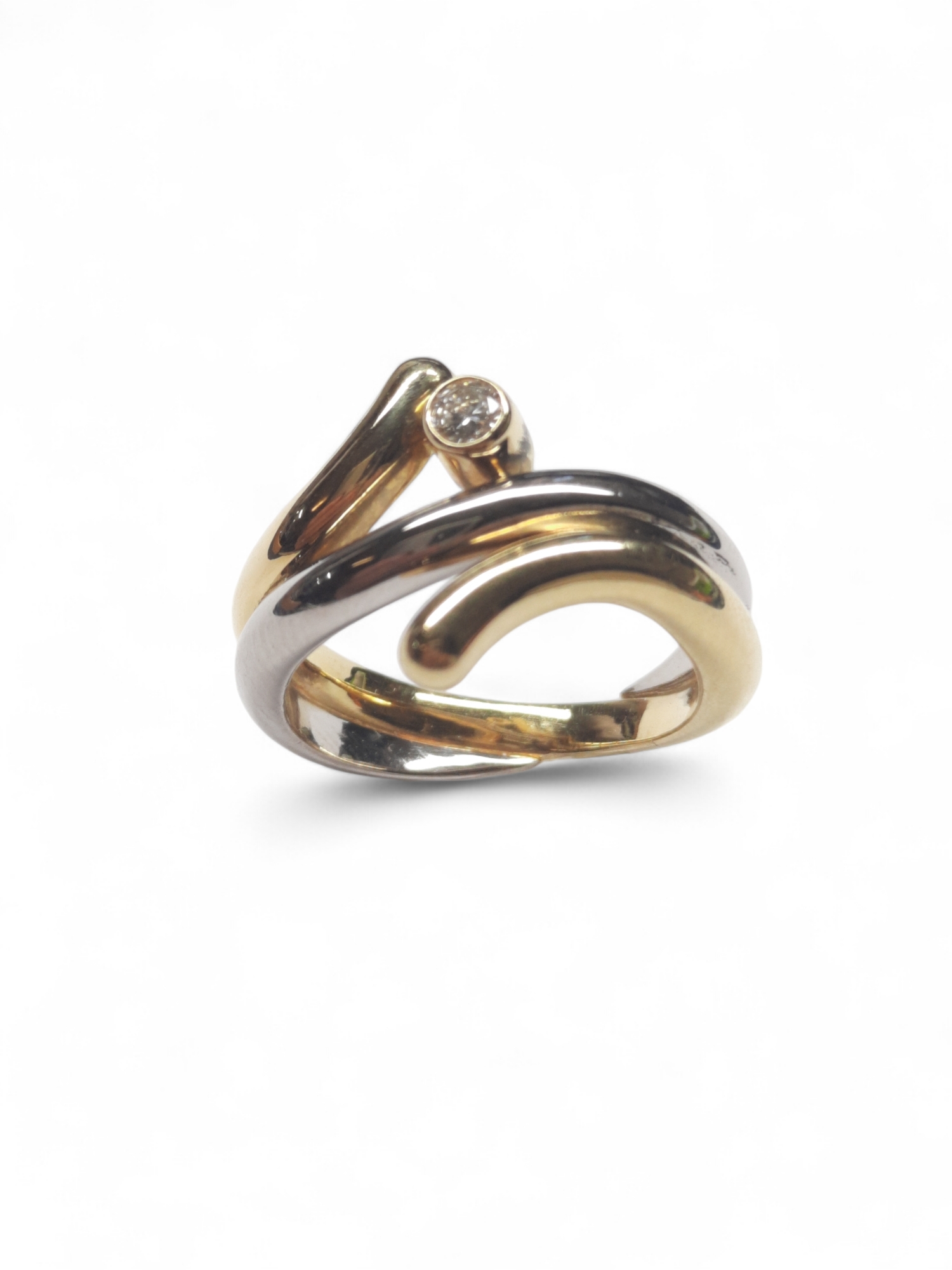 Ring Weiss-/Gelbgold mit Brillant