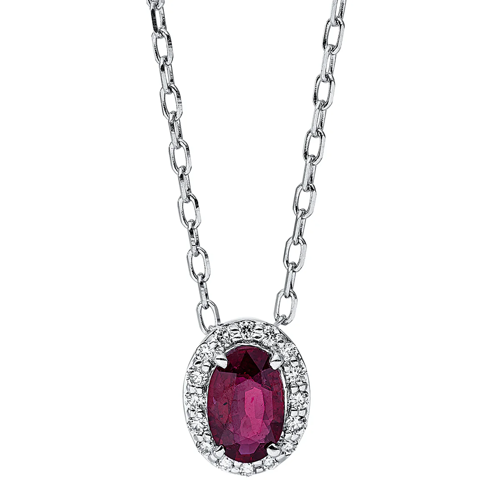 AURONOS Exclusive Necklace 18K white gold with ruby red 0.65ct and diamonds 0.07ct 45cm