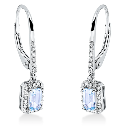 AURONOS Exclusive Dangle Earrings in 18K White Gold with a 0.62-carat Sky Blue Topaz and 0.14-carat Diamonds