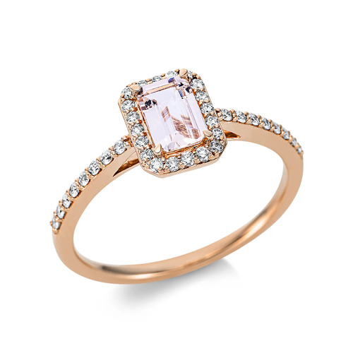 AURONOS Exclusive Ring in 18K rose gold with a 0.49-carat pink morganite and 0.19-carat diamonds