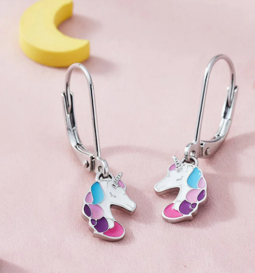 Boucles d'oreilles « Engelsrufer » licorne multicolore en acier inoxydable