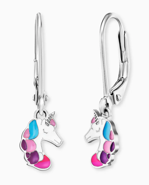 Boucles d'oreilles « Engelsrufer » licorne multicolore en acier inoxydable