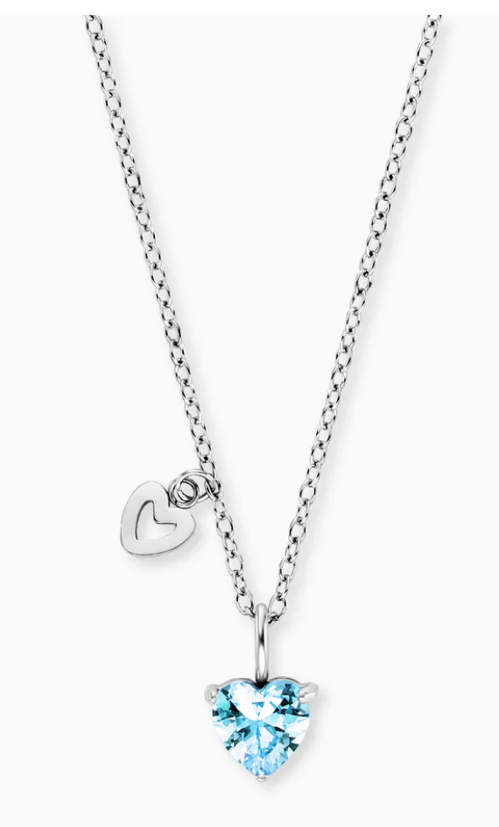 Engelsrufer Collier Herz Blau aus Edelstahl mit Zirkonia 42cm