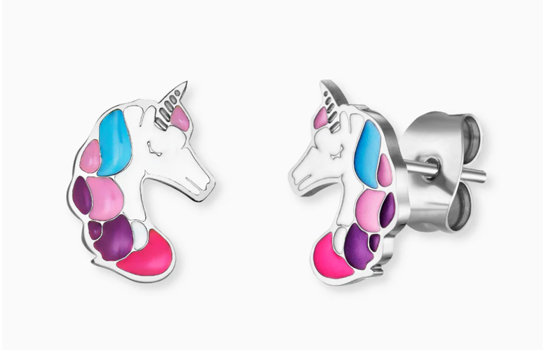 Engelsrufer Unicorn Stud Earrings, Multicolored, Stainless Steel