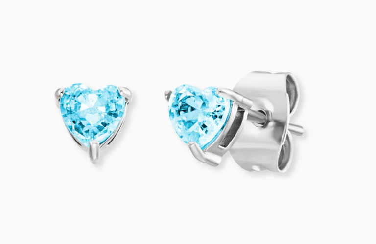 Boucles d'oreilles Engelsrufer en forme de cœur, bleu, en acier inoxydable avec zircone