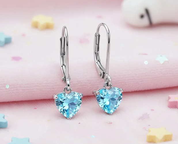 Engelsrufer Ohrhänger Herz Blau aus Edelstahl mit Zirkonia