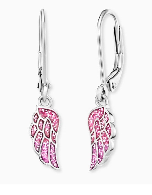 Engelsrufer Ohrhänger Flügel Pink aus Edelstahl