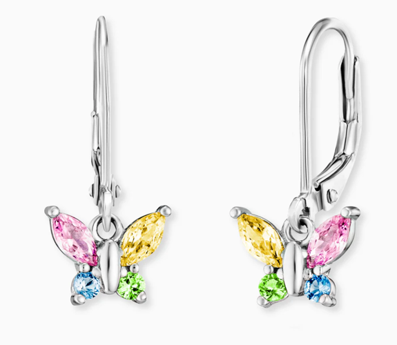 Engelsrufer Ohrhänger Schmetterlinge Bunt aus Edelstahl mit Zirkonia