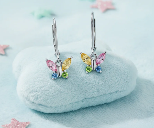 Engelsrufer Ohrhänger Schmetterlinge Bunt aus Edelstahl mit Zirkonia