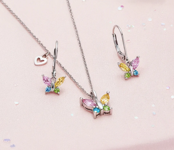 Engelsrufer Ohrhänger Schmetterlinge Bunt aus Edelstahl mit Zirkonia