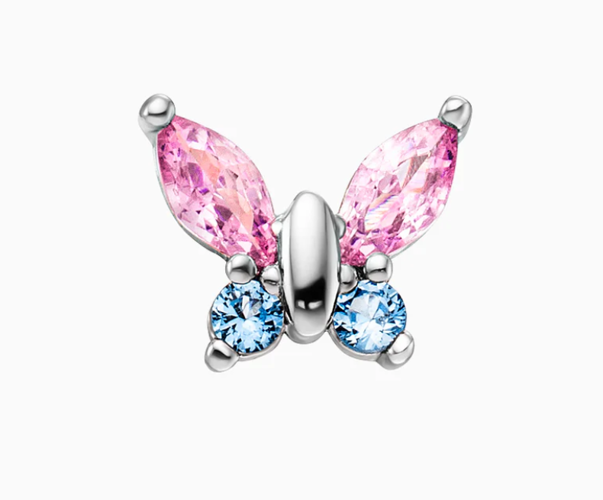 Engelsrufer Butterfly Stud Earrings in Pink and Blue, made of stainless steel with cubic zirconia